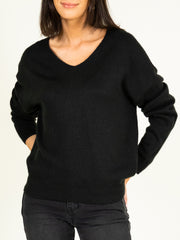 Lurex Trim Reversible Jumper in Black