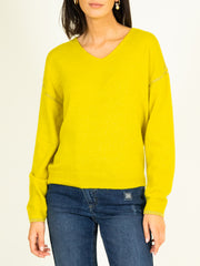 Lurex Trim Reversible Jumper in Ochre Yellow