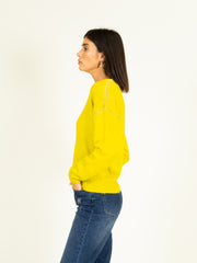 Lurex Trim Reversible Jumper in Ochre Yellow