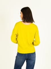 Lurex Trim Reversible Jumper in Ochre Yellow