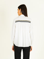 Lurex Trim Shirt in Ecru