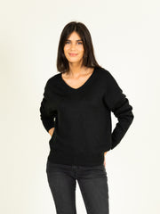 Lurex Trim Reversible Jumper in Black