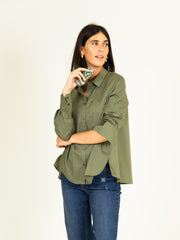 Pocket Shirt with Removeable Brooch in Khaki