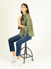 Pocket Shirt with Removeable Brooch in Khaki