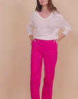 Plain Straight Trousers in Fuschia