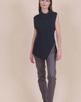 Sleeveless Zip-Up Jumper in Anthracite
