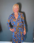 Printed Shirt Dress in Cobalt  T2 Size 12-14