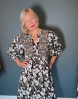 Mixed Print Dress in Black Size 12, 14
