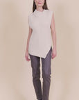 Sleeveless Zip-Up Jumper in Taupe