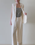 Wide Leg Fluid Trousers in Cream Size 16