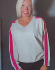 Contrast Stripe Jumper in Beige
