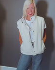 Reversible Sleeveless Jacket in Ecru