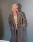 Long Double Breasted Coat in Grey T0