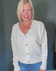 Reversible Wool Blend Cardigan in Ivory