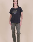 Leopard Straight Trousers in Khaki