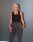 Paperbag Velour Cord Trousers in Grey Size 8, 14