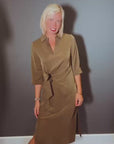 Draped Dress in Olive Green