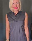 LOUISE Shirt Collar Tank Top in Indian Ink