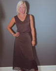 Satin Lace Skirt in Chocolate Brown