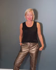 Faux Leather Trousers in Brass Size 6, 8