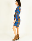 Printed Shirt Dress in Cobalt  T2 Size 12-14