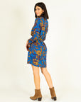 Printed Shirt Dress in Cobalt  T2 Size 12-14