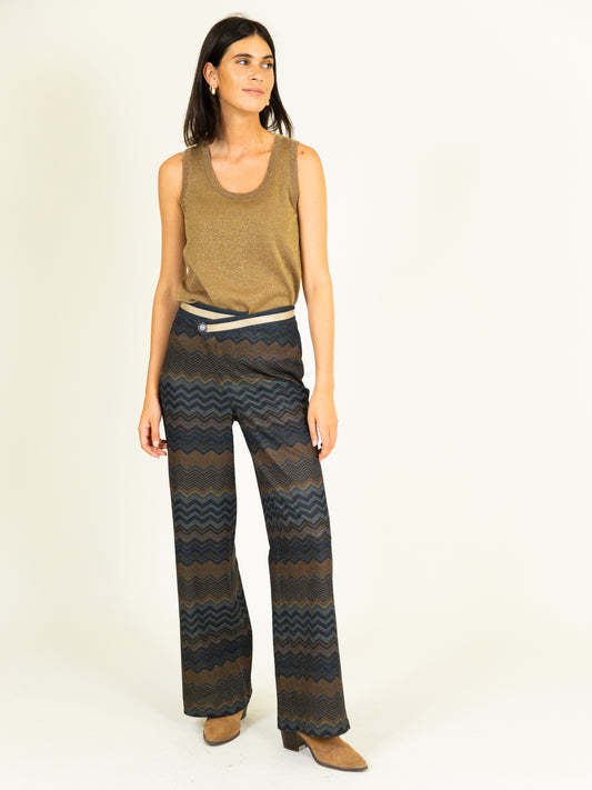 Printed Trousers in Night Blue