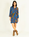 Printed Shirt Dress in Cobalt  T2 Size 12-14