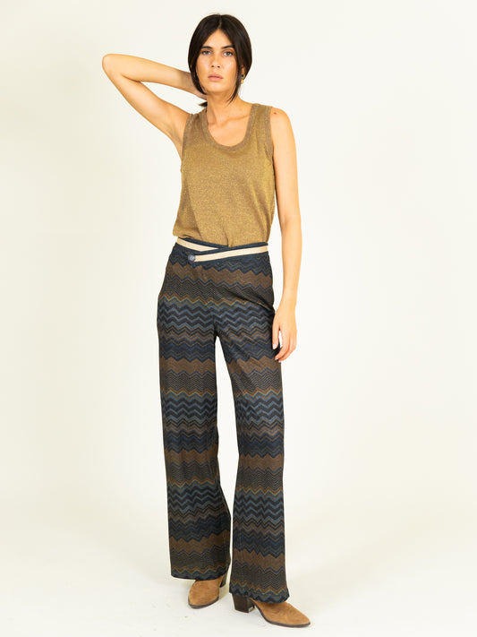 Printed Trousers in Night Blue