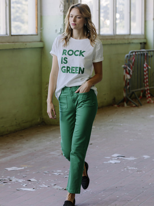 Romy Green Jeans with Patch Pockets