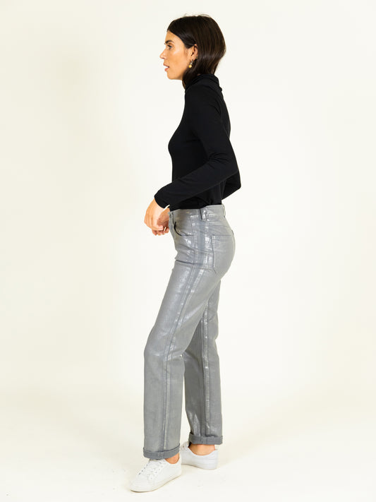 Romy Coated Jeans in Silver