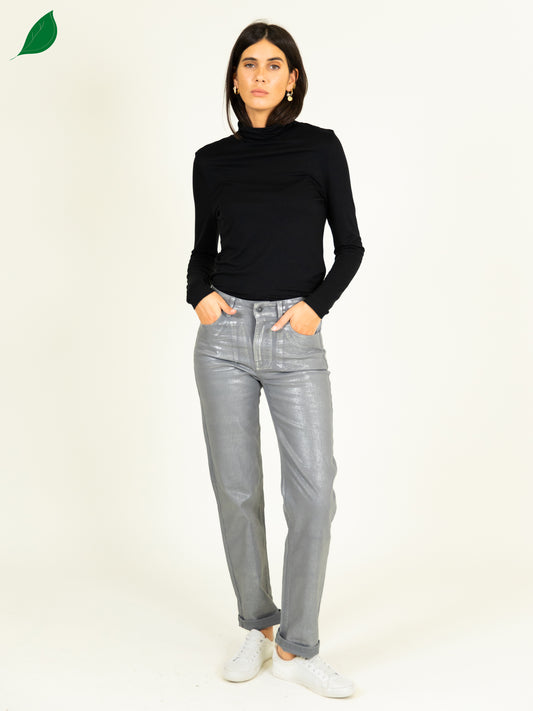 Romy Coated Jeans in Silver