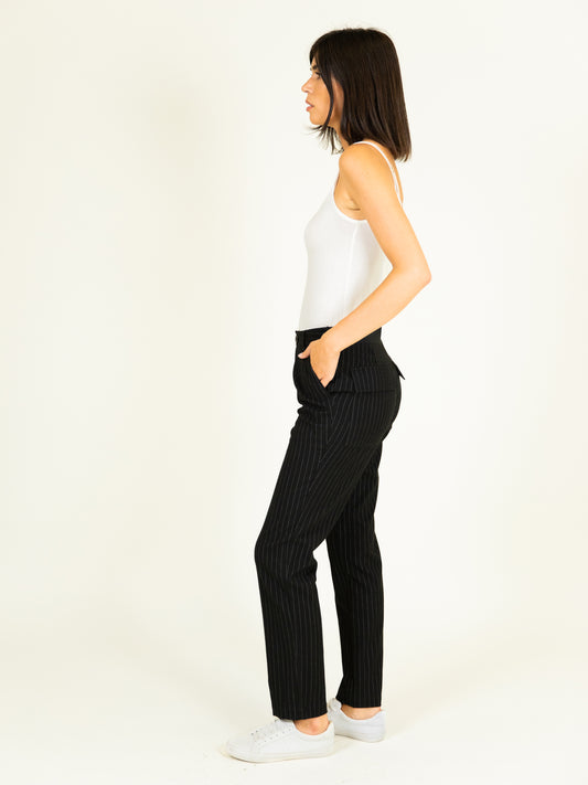 Sporty Chic Striped Trousers in Black
