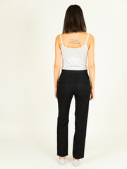 Sporty Chic Striped Trousers in Black