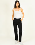 Sporty Chic Striped Trousers in Black Size 8,