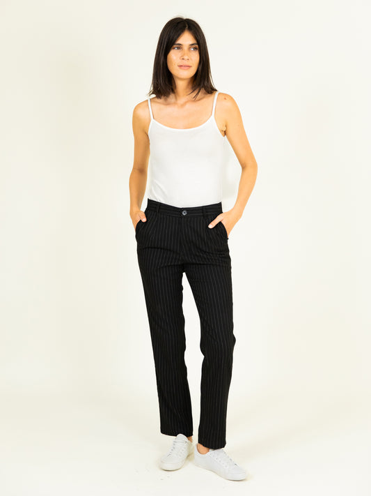 Sporty Chic Striped Trousers in Black