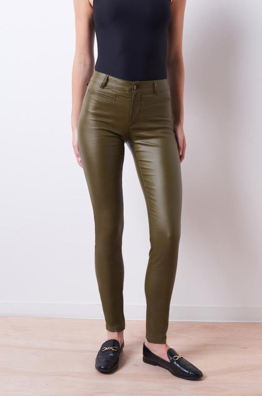 Coated trousers khaki