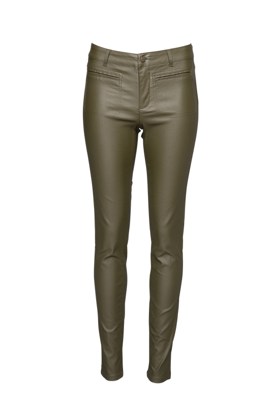 Coated trousers khaki