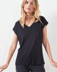 V-neck t-shirt -   Black